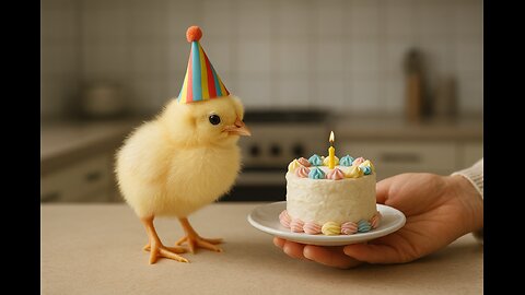 🎂🐥 El cumpleaños más tierno: un pollito disfrutando su pastel