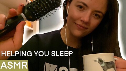 ASMR | Friend helps you fall asleep (brushing, whispers, lofi, reading, counting, inhale-exhale)