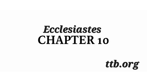 Ecclesiastes Chapter 10 (Bible Study)