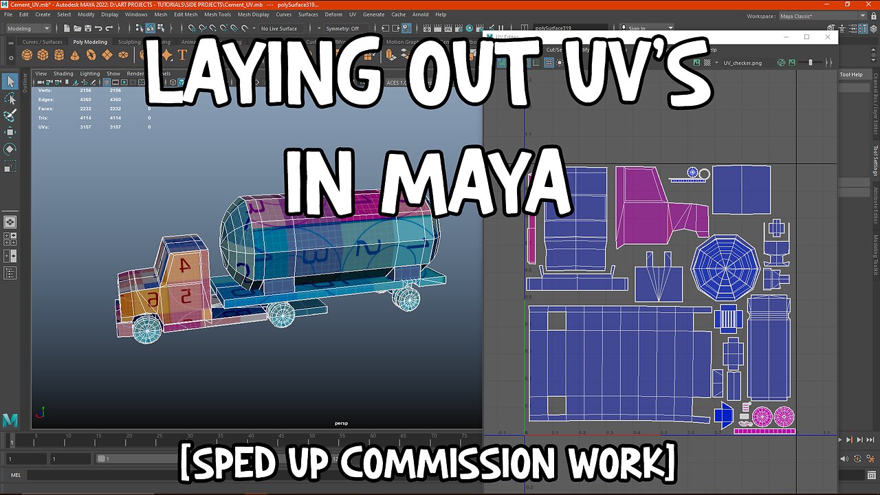 Laying Out UV's in Maya - Sped Up Commission Work