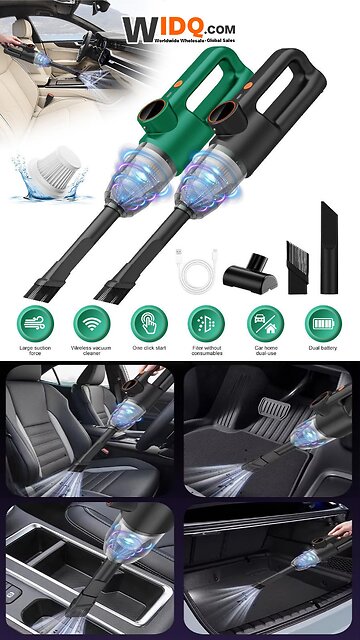🧹 Multifunctional Cordless Vacuum Cleaner – Powerful Suction, Long Battery Life, LED Lighting! 🚗
