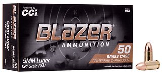 CCI Blazer Brass 9mm Ammo 124 Grain FMJ 1000 Rounds