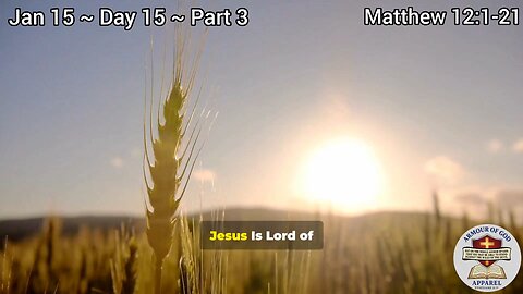 Bible in a Year! Jan 15~ Day 15 ~ Part 3 Matthew 12:1-21 Faith. Scripture.Truth. Devotional!