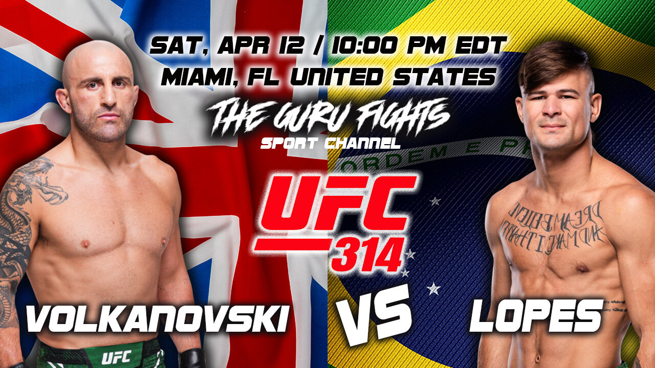 Volkanovski vs Lopes Sat, Apr 12 / 10:00 PM Kaseya Center Miami, FL United States