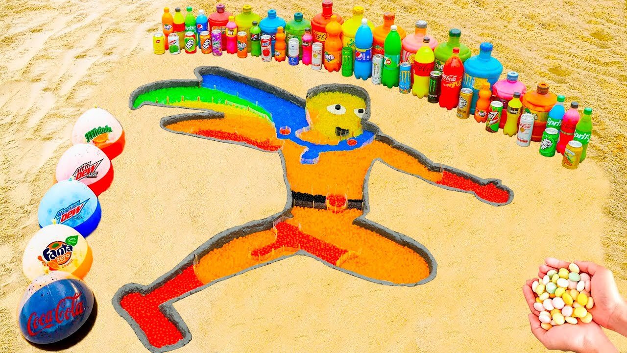 How to make Saitama One Punch Man with Orbeez, Balloons of Fanta, Coca Cola, Mentos & Popular Sodas