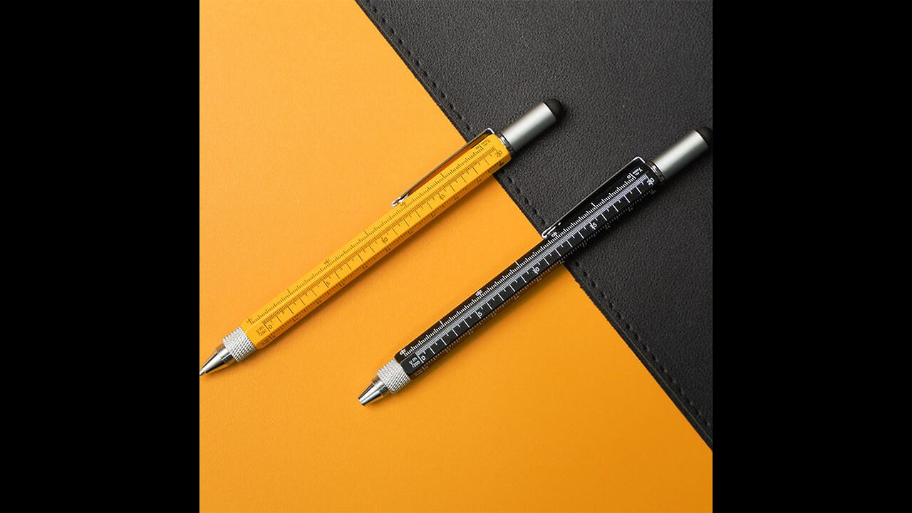 6-in-1 Multi-tool Pen, with 2 Screwdriver Bits, Ballpoint Pen, Stylus Pen, Bubble Level, and Ruler