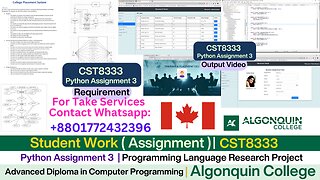 Client Work (Assignment) |CST8333 Python Assignment 3 Explained | Algonquin College