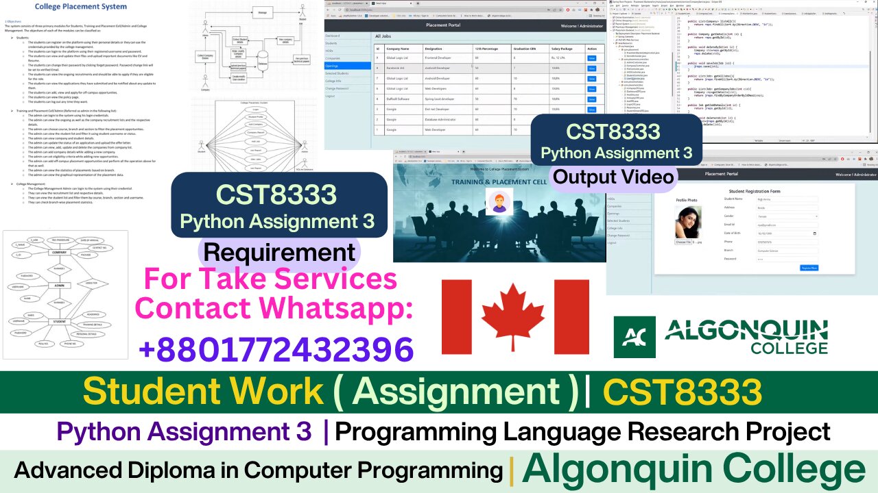 Client Work (Assignment) |CST8333 Python Assignment 3 Explained | Algonquin College