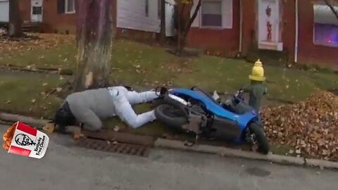 Belligerent nigga flees police on his moped