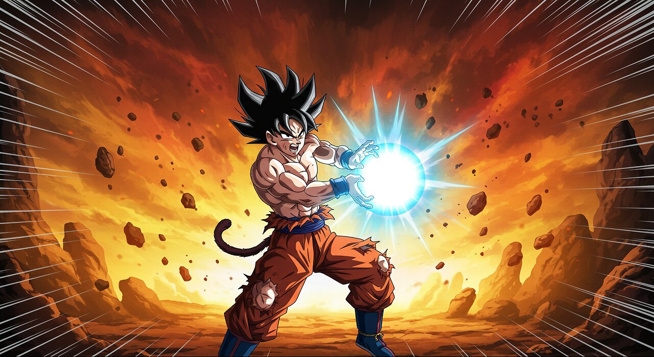Energetic Saiyan Warrior Unleashes Powerful Kamehameha | Epic Anime Action Scene
