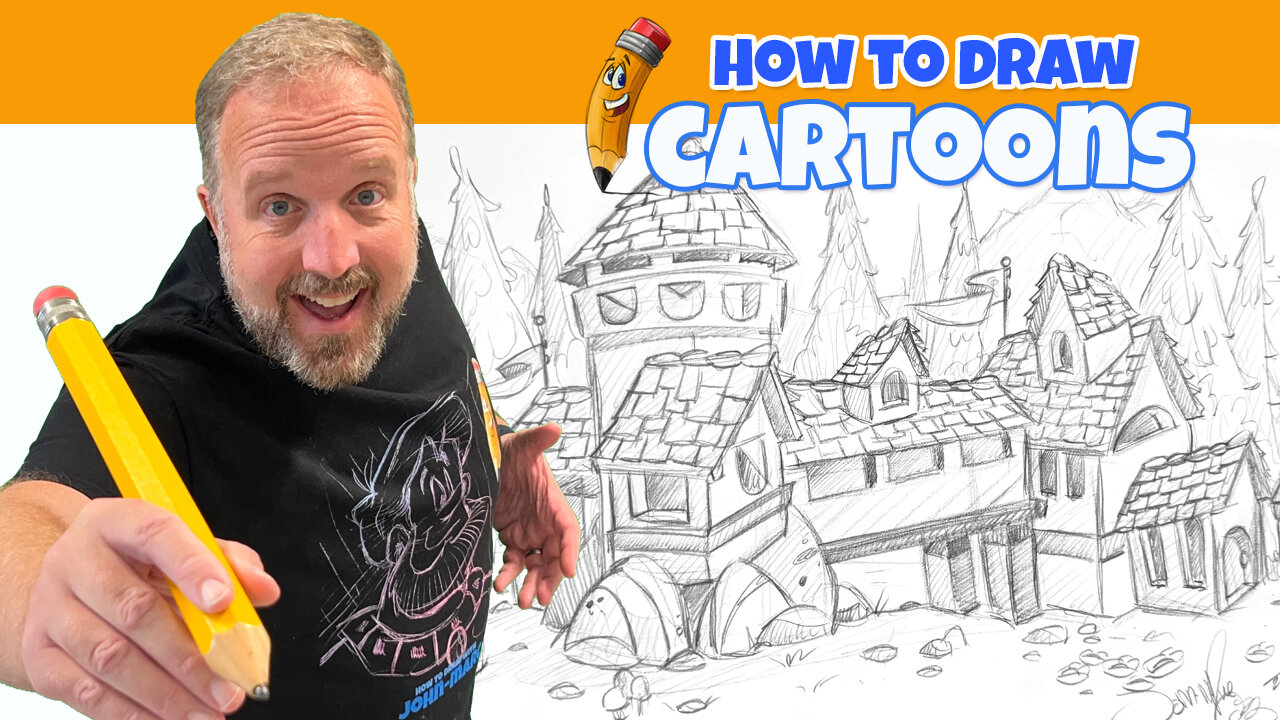 How to draw a small town cartoon