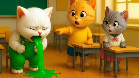 🤮🍏 The Kitten Ate a Strange Apple_ Then Chaos Broke Out in Class_ _aicat_catshorts_cat