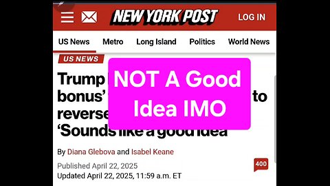 NOT A Good Idea IMO