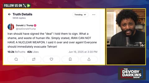 DeVory Darkins-Trump announces two MAJOR UPDATES warns Iran to EVACUATE immediately