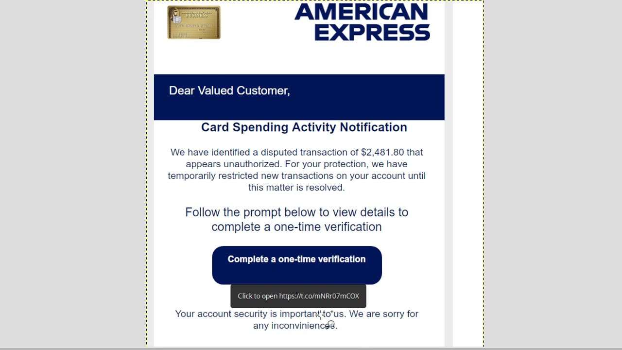 American Epxress Scam Should be American Express