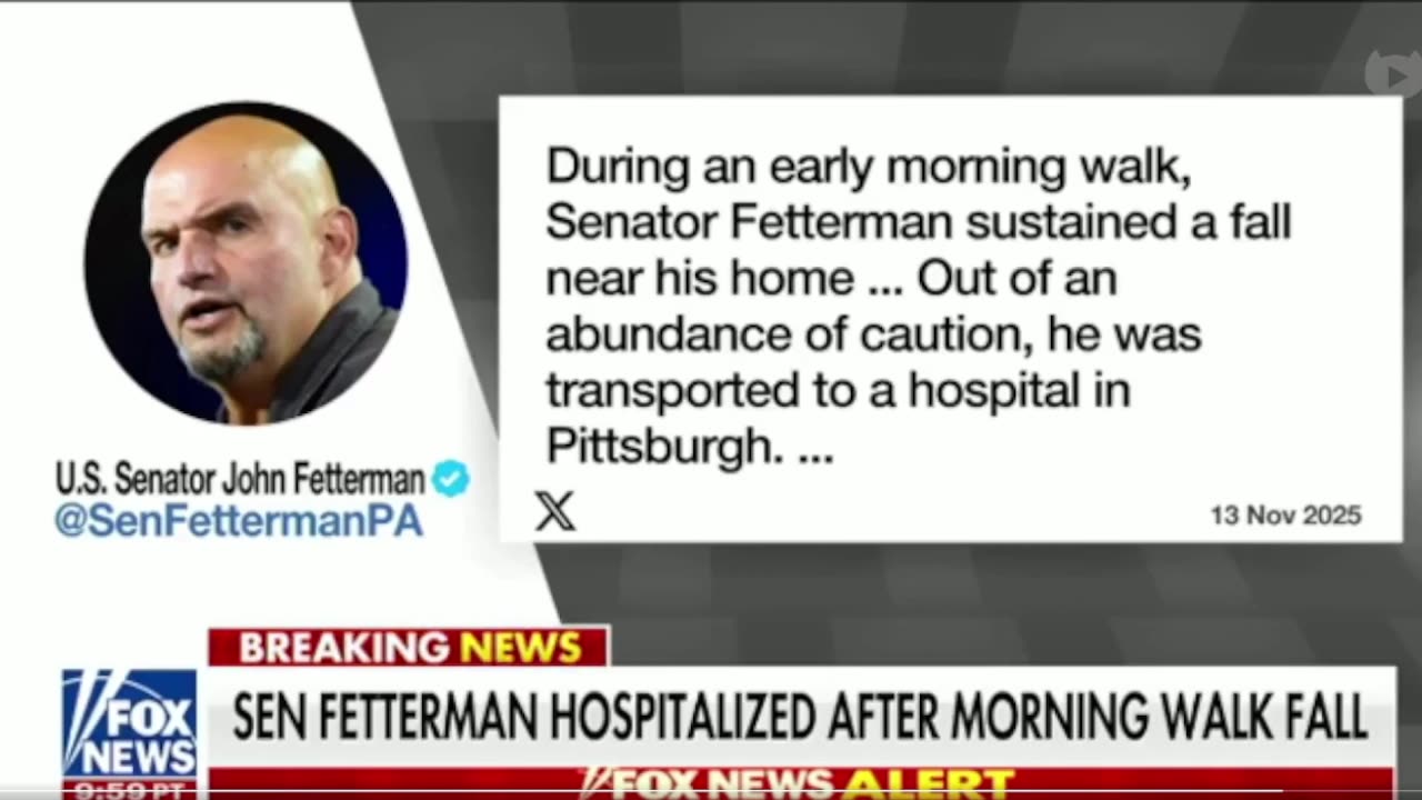 Thượng nghị sĩ John Fetterman đã được đưa đến bệnh viện sau khi bị ngã và đập mặt.