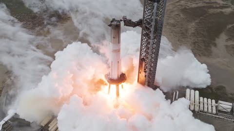 Static fire complete for the Super Heavy booster preparing for Starship's eleventh flight test