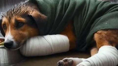 Dog with broken leg