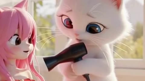 💈 Cute White Cat Gives a Relaxing Hair Makeover!😻💇‍♀️