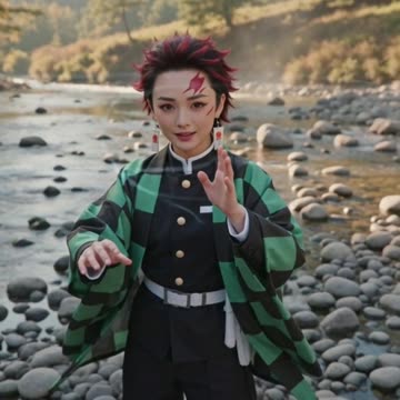 Live Action Demon Slayer AI | Tanjiro, Nezuko & Inosuke Transformation with Original Music. #ai