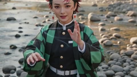 Live Action Demon Slayer AI | Tanjiro, Nezuko & Inosuke Transformation with Original Music. #ai