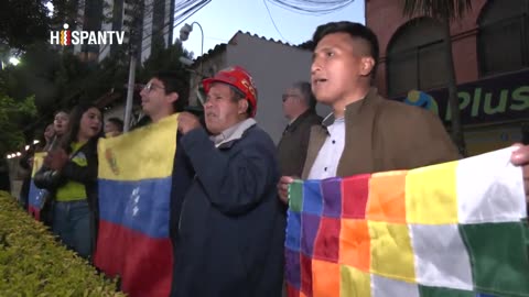 Bolivianos protestan ante embajada de EEUU en solidaridad con Venezuela