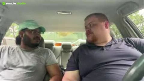 Bigfoot and yeti streaming in the car while it pours