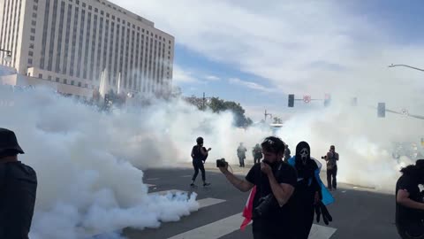 Riots have begun in Los Angeles. Tear gas has been deployed!