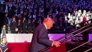 President Trump arrives in Coleman Coliseum at the University of Alabama