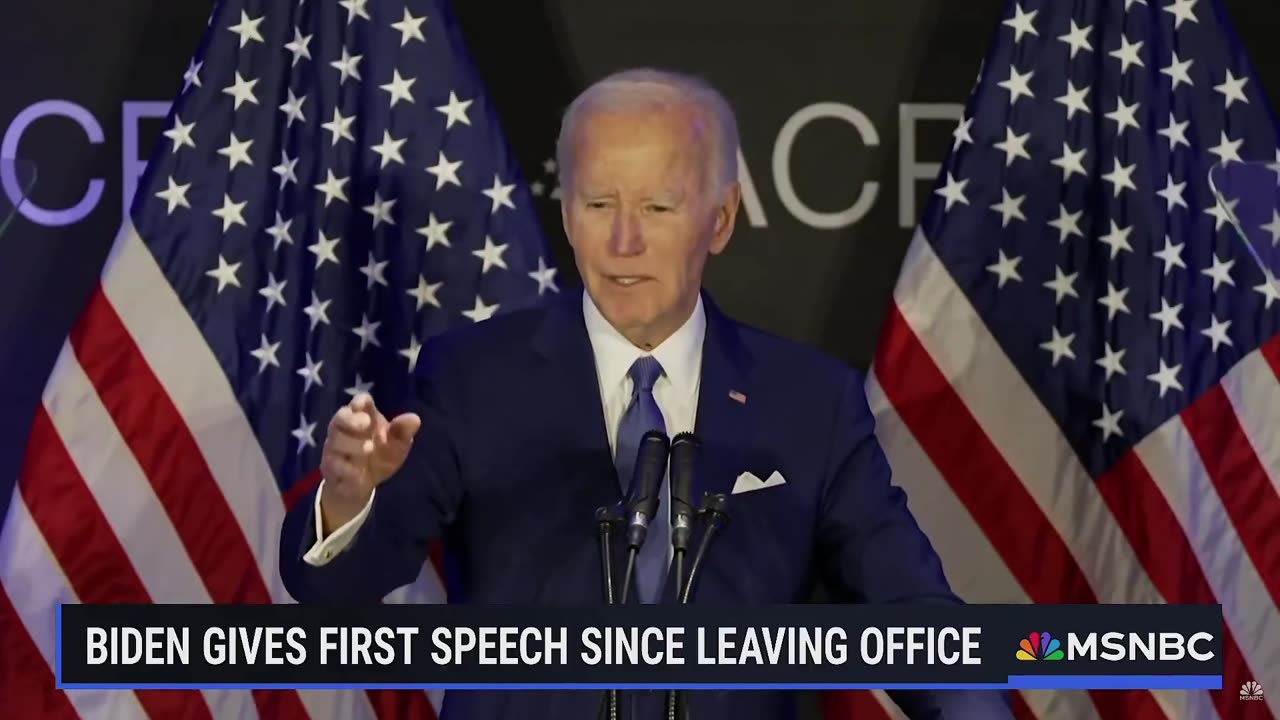 Biden talks about racism in his first speech since leaving office.