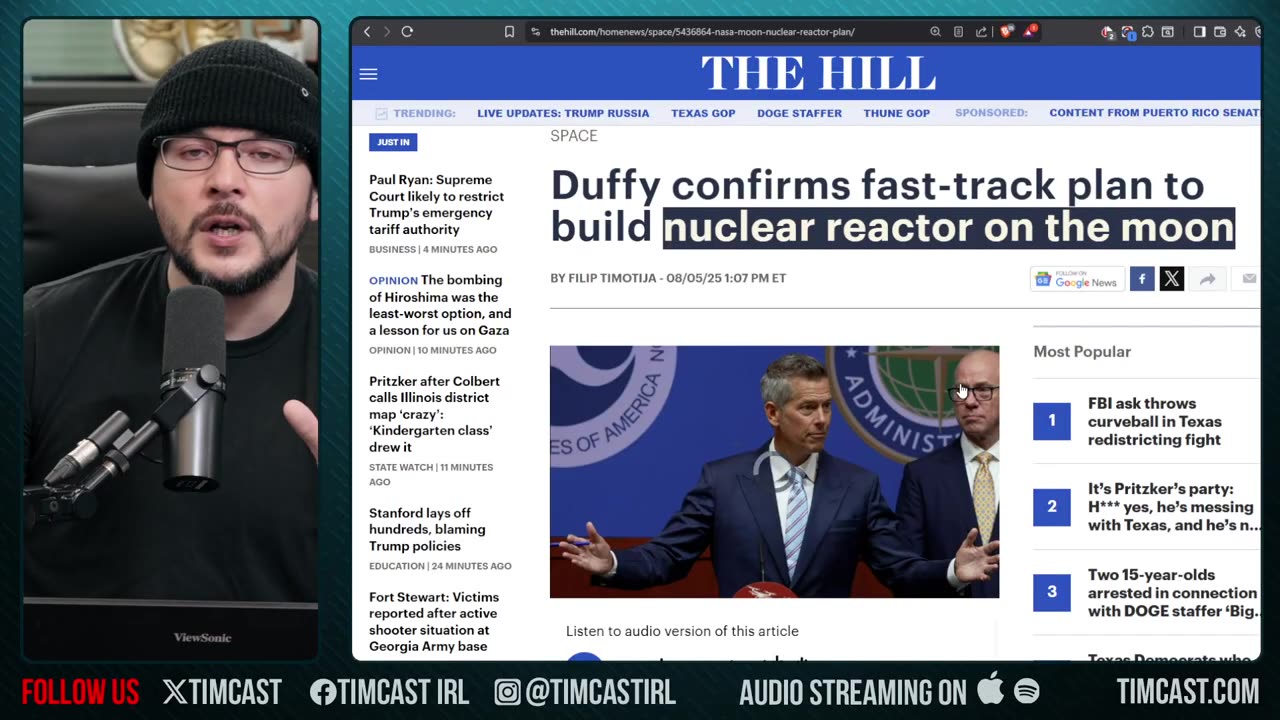 US CONFIRMS Nuclear Reactor ON THE MOON, Project Artemis And SPACE TRAVEL Are HAPPENING | Tim Pool