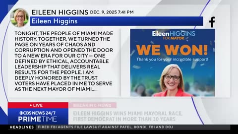 Eileen Higgins wins Miami mayoral race, first Democrat in more than 30 years