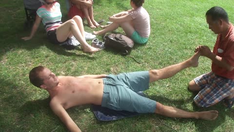 Luodong Massages Appreciative Man In The Park