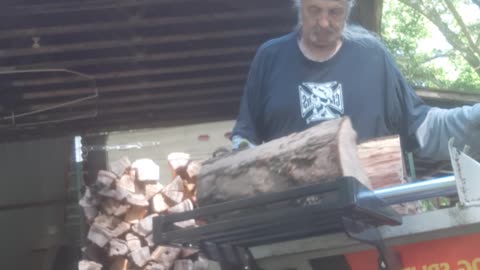 splitting wood