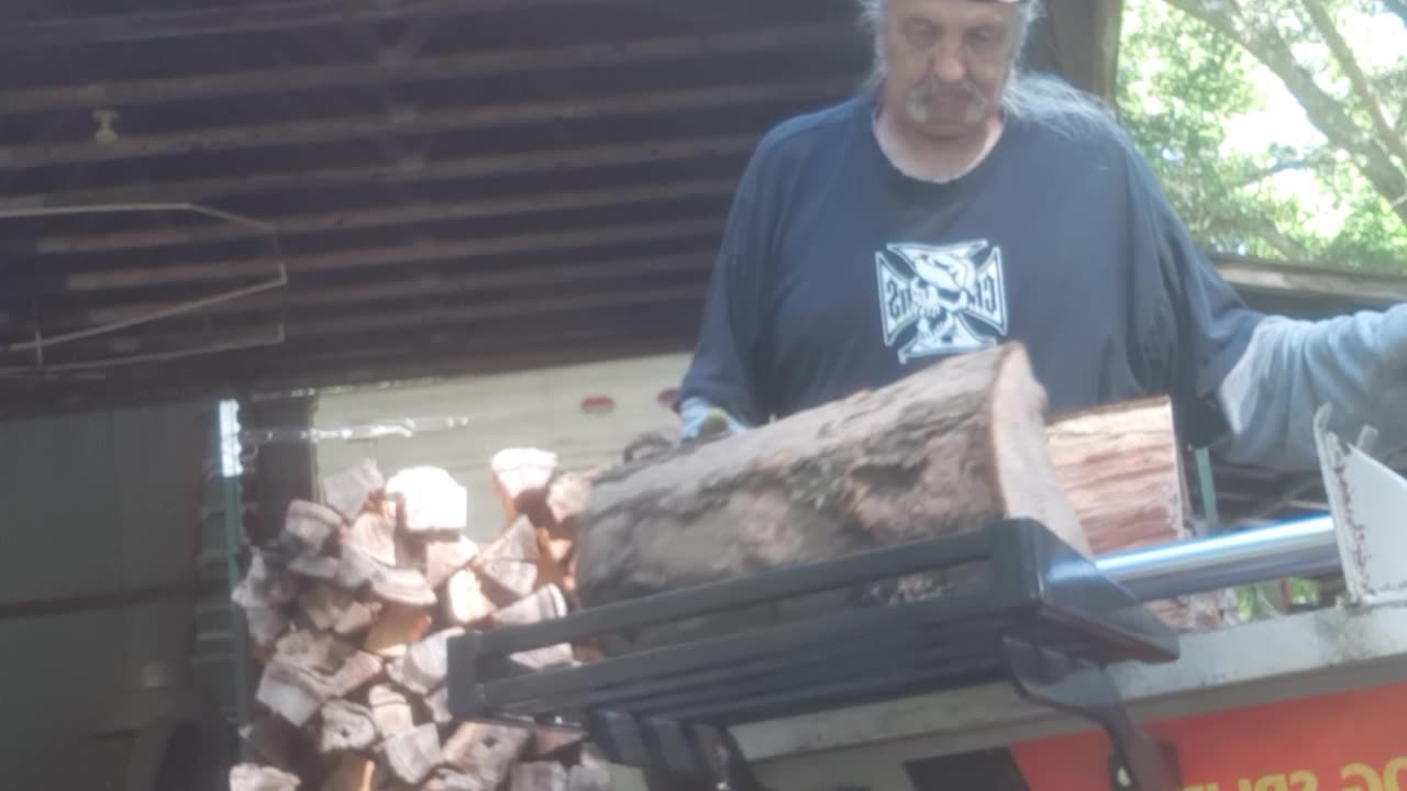 splitting wood