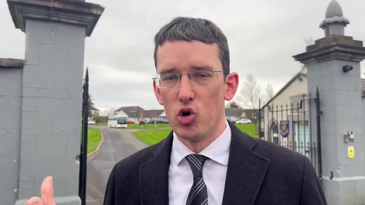 Enoch Burke speaks today outside Wilson’s Hospital School