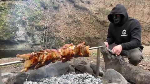 Cooking Delicious Whole Roast Chicken in Nature🍀🐓