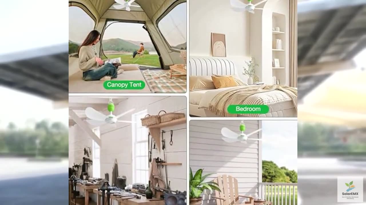 Roodike Mini USB Ceiling Fan for Camping Tent, 17" Portable Hanging Ceiling Fan