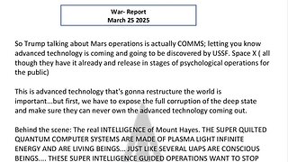 WAR REPORT - MARCH 25 2025 - MARS OPERATIONS IS ACTUALLY COMMS