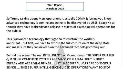 WAR REPORT - MARCH 25 2025 - MARS OPERATIONS IS ACTUALLY COMMS