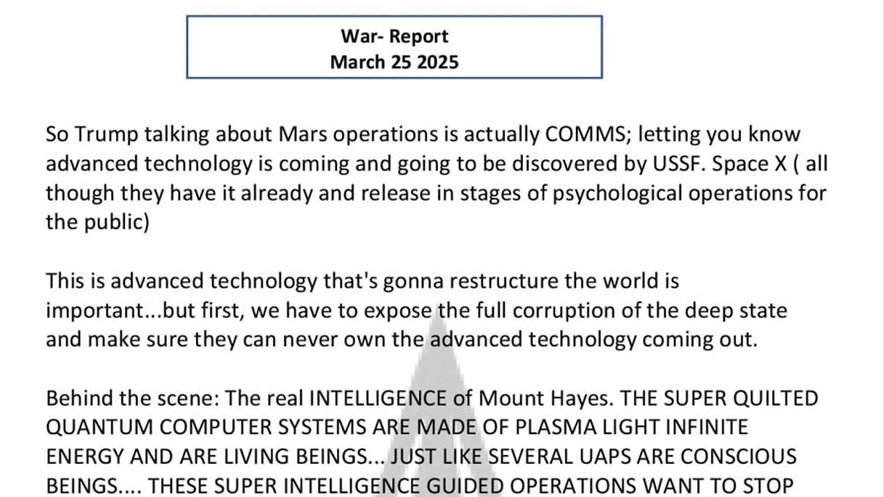 WAR REPORT - MARCH 25 2025 - MARS OPERATIONS IS ACTUALLY COMMS