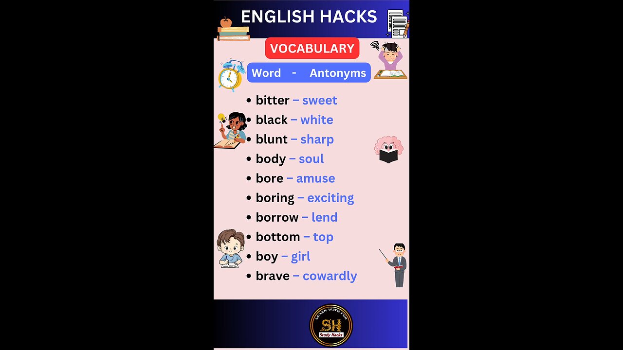 Most important daily use vocabulary with Antonyms 04 #studyhacks123 #vocabulary #english #shorts