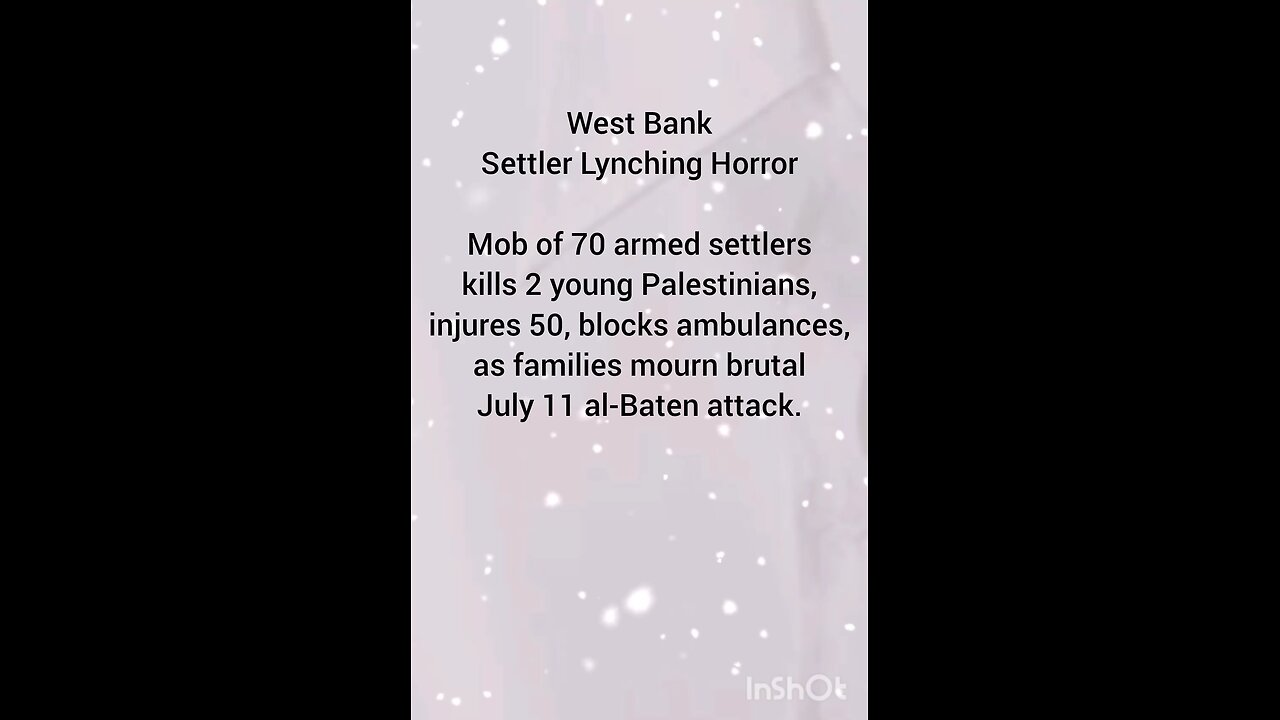 West Bank Settler Lynching Horror