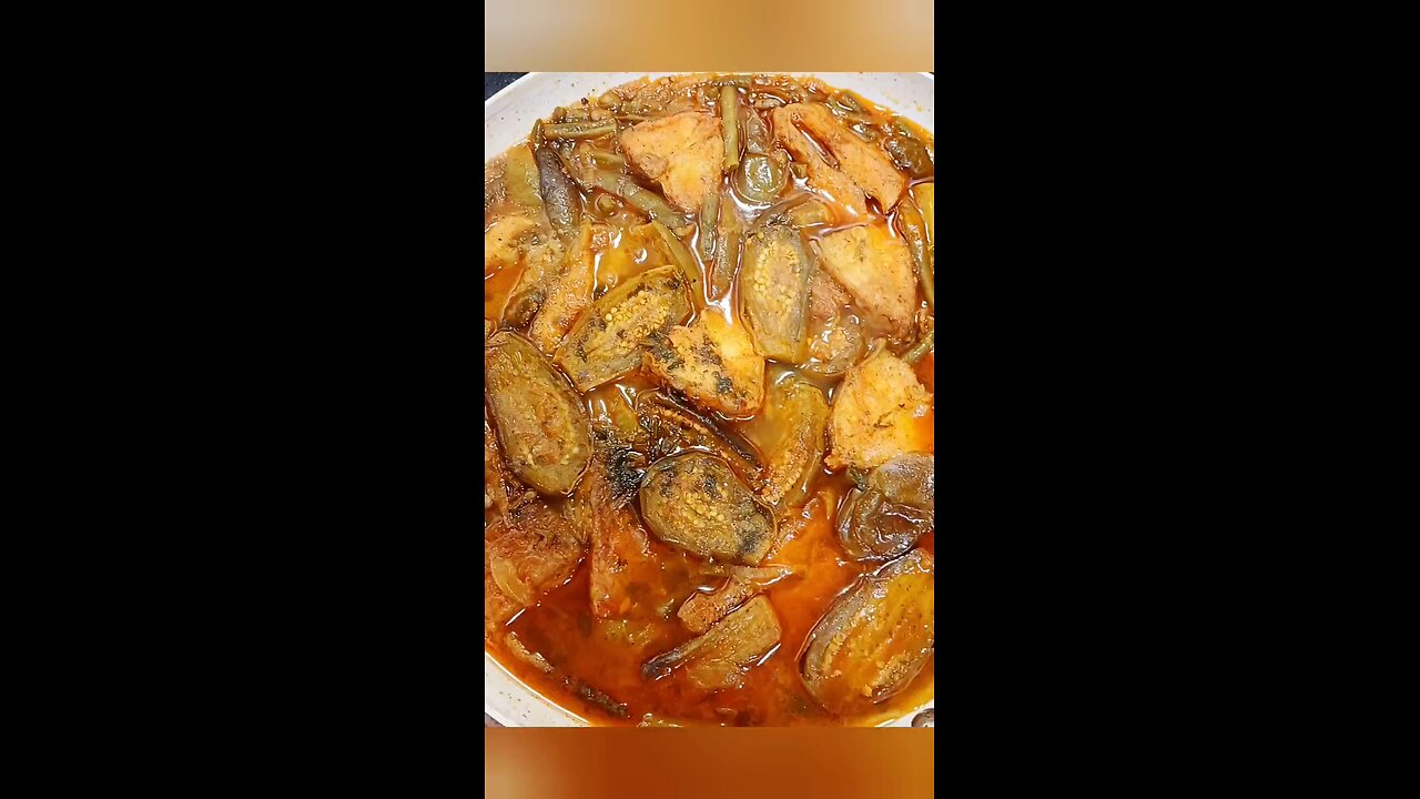 tilapia fish curry with eggplant and long bean