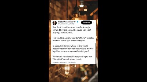 Israel bombed Iran for thought crime. Israel paying influencers to push propaganda.