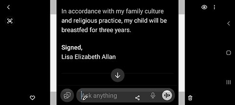 Lisa's breastfeeding legal statement 20/9/2025