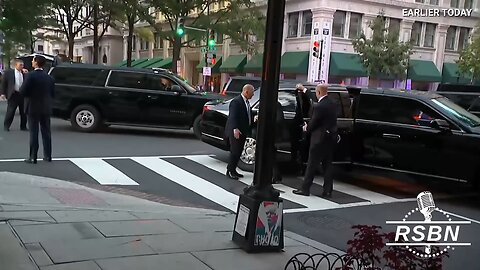 President Trump Talks to Press as he Arrives at Joe's Stone Crab Restaurant