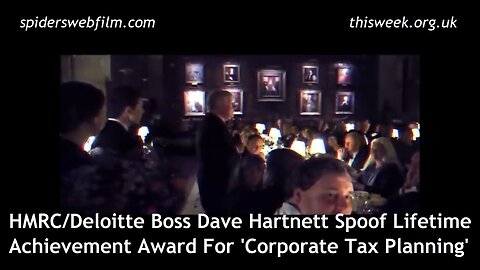 Great fun Non Violent Direct Action invading banquet to present fake 'tax avoidance' award