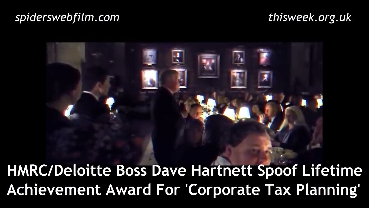 Great fun Non Violent Direct Action invading banquet to present fake 'tax avoidance' award
