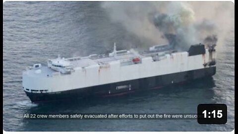 Ship carrying 3,000 cars catches fire in Pacific
